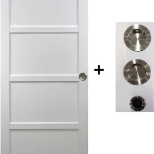 Offre Limitée Porte Coulissante Tamera blanc H204 x L83 cm, coquilles, tire doigt GD MENUISERIES