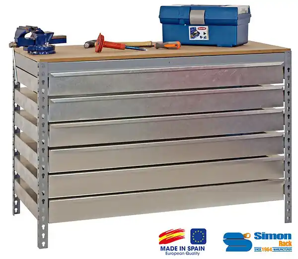 Vente Flash Simonrack - Kit Etabli Avec Tiroirs 840x900x600mm - Bt-5 Box6 900 Gris Fonce/bois SIMON RACK