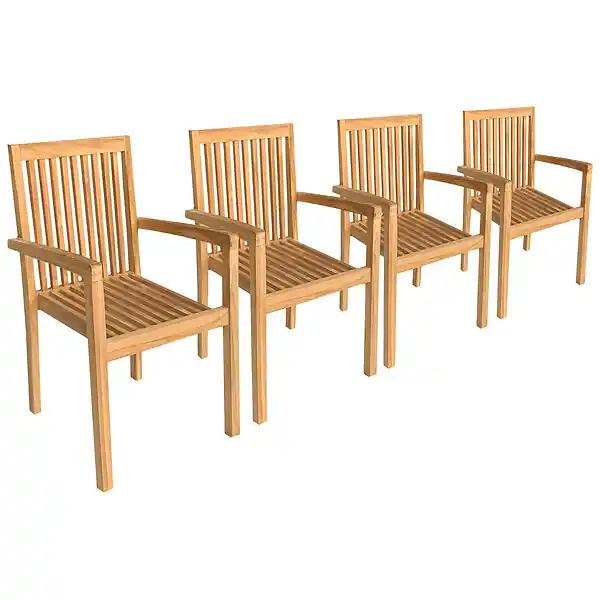 Populaire Lot de 4 chaises de jardin JAVA empilables en teck HAPPY GARDEN