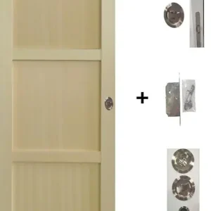 Porte Coulissante bois Ayous 3 Panneaux H204 x L93 cm, serrure condamnation GD MENUISERIES Offre Exclusive