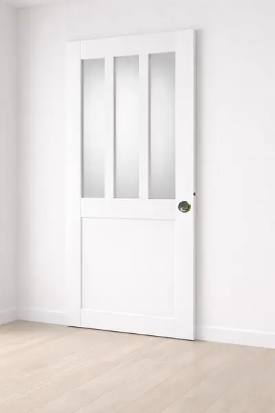 Porte Coulissante Atelier Blanc vitre depoli H204 x L93 cm, coquilles, tire doigt GD MENUISERIES Produit De Marque