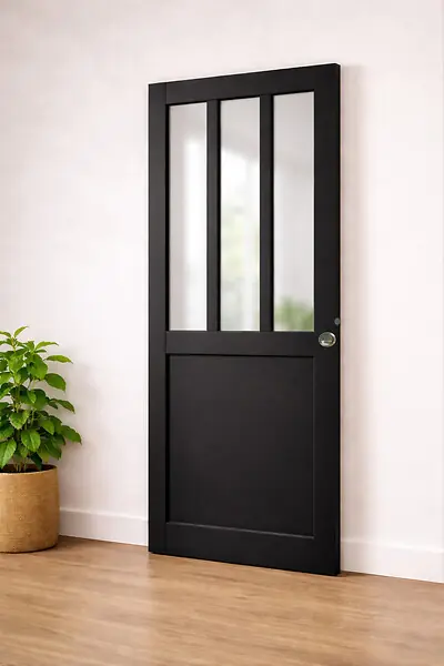 Affaire À Saisir Porte Coulissante Atelier Noir H204 x L93 cm, coquilles, tire doigt GD MENUISERIES