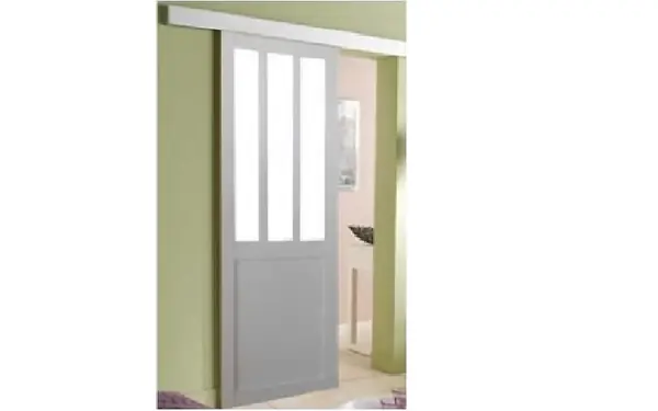 Porte Coulissante Atelier Blanc H204 x L73 cm, Rail Alu GD MENUISERIES Bon Marché