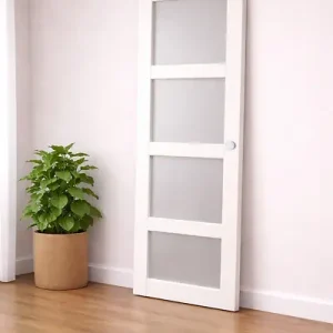 Porte Coulissante Tana Blanc Vitrée H204 X L93 cm, Coquilles Blanc GD MENUISERIES Promotion Saisonnière
