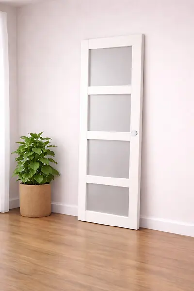 Porte Coulissante Tana Blanc Vitrée H204 X L93 cm, Coquilles Blanc GD MENUISERIES Promotion Saisonnière