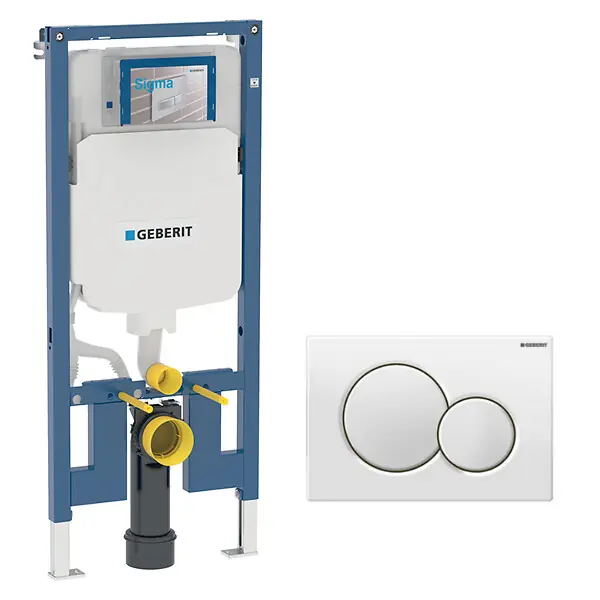 Super Prix Duofix Pack Bâti-support extra-plat 114 cm UP720, gain de place + Plaque double touche SIGMA 01 blanche (111.796.00.1-B) GEBERIT