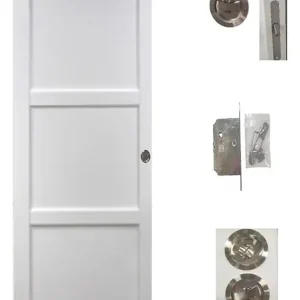 Petit Prix Porte Coulissante Korya Blanc 3 panneaux H204 x L93 cm, serrure condamnation GD MENUISERIES