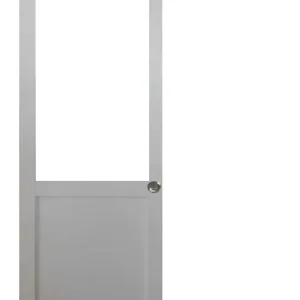 Livraison Express Porte Coulissante Atelier Blanc sans meneau H204 x L73 cm, Rail alu Bandeau Blanc, Coquilles GD MENUISERIES