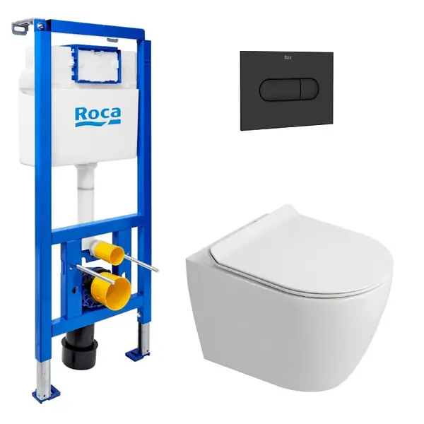 Pack WC bâti-support + WC suspendu sans bride Ceramia PixL avec abattant SoftClose + plaque (ROCEPXWT03-FR) ROCA Pas Cher
