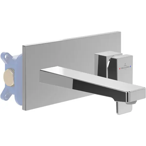 Mitigeur lavabo mural Architectura Square avec vidage Push Open Chrome + corps encastré VILLEROY ET BOCH Bon Plan