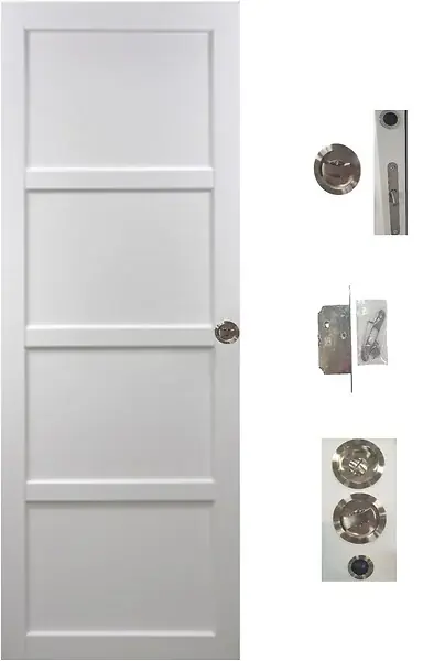 Must-Have Porte Coulissante Tamera blanc 4 panneaux H204 x L83 cm, serrure condamnation GD MENUISERIES