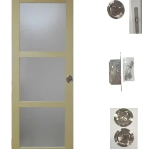 Offre Spéciale Porte Coulissante bois Ayous Vitrée H204 x L93 cm, serrure condamnation GD MENUISERIES