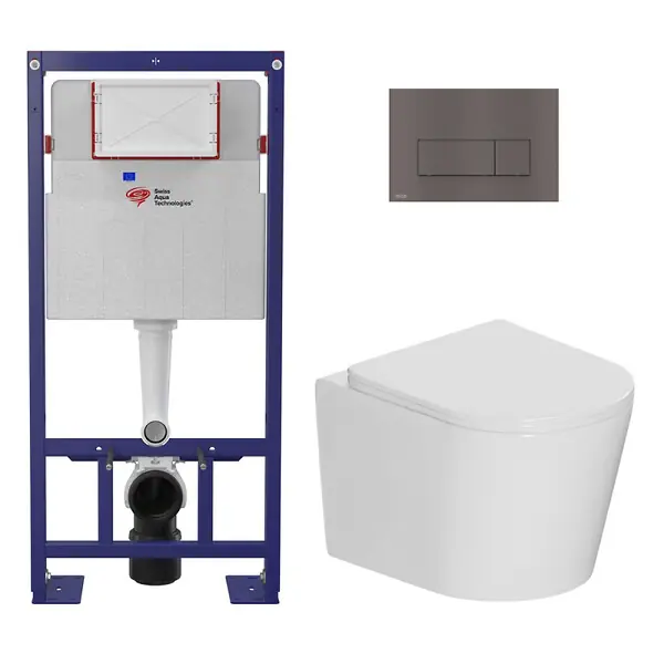 Pack WC bâti-support autoportant + WC suspendu sans bride Ceramia avec abattant SoftClose + plaque (STCE14WT03-U) SWISS AQUA TECHNOLOGIES Satisfait Ou Remboursé
