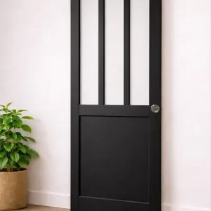 Paiement Sécurisé Porte Coulissante Atelier Noir H204 x L93 cm, serrure condamnation GD MENUISERIES