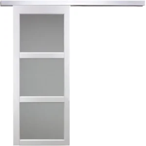 Porte Coulissante Kenya blanc Vitrée H204 x L83 cm, Rail Alu GD MENUISERIES Haute Qualité