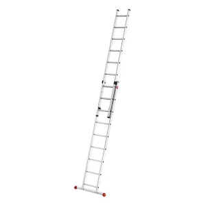 Réduction Echelle coulissante à main 2 plans 2x9 échelons 4,2m/5,15m en aluminium Hailo ProfiStep Duo