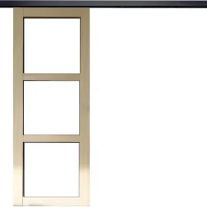 Prix Cassé Porte Coulissante bois Ayous Vitrage transparent H204 x L73 cm, Rail alu bandeau noir GD MENUISERIES
