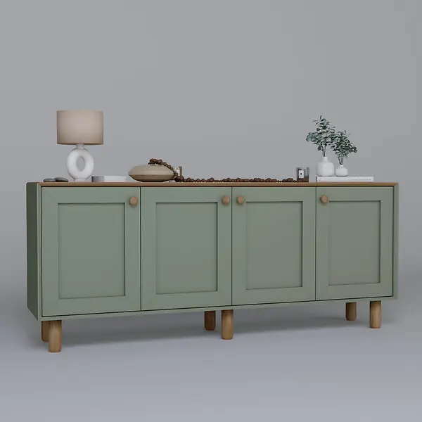 Paiement Sécurisé Buffet en bois "Bohem" - 180 x 40 x 75 cm - Vert HABITAT ET JARDIN