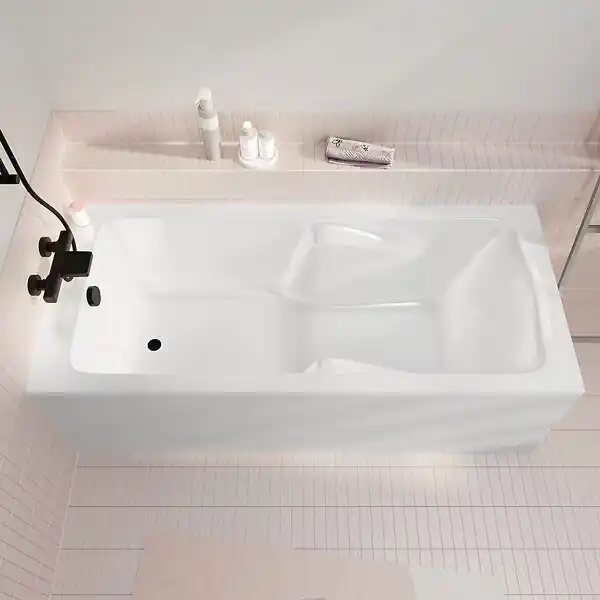 Baignoire rectangulaire 170x75x54cm avec zone de douche - Acrylique et ABS Blanc brillant ALLIBERT Paiement Sécurisé