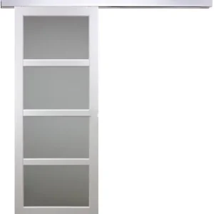 Satisfait Ou Remboursé Porte Coulissante Tana blanc Vitrée H204 x L73 cm, Rail Alu GD MENUISERIES