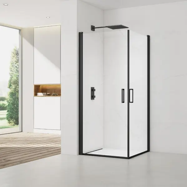 Swiss Aqua Technologies Fusion Portes de douche acces en angle pivotantes 90x90cm anticalcaire avec profilés noir mat (SATFUD9090C-SET) Marque