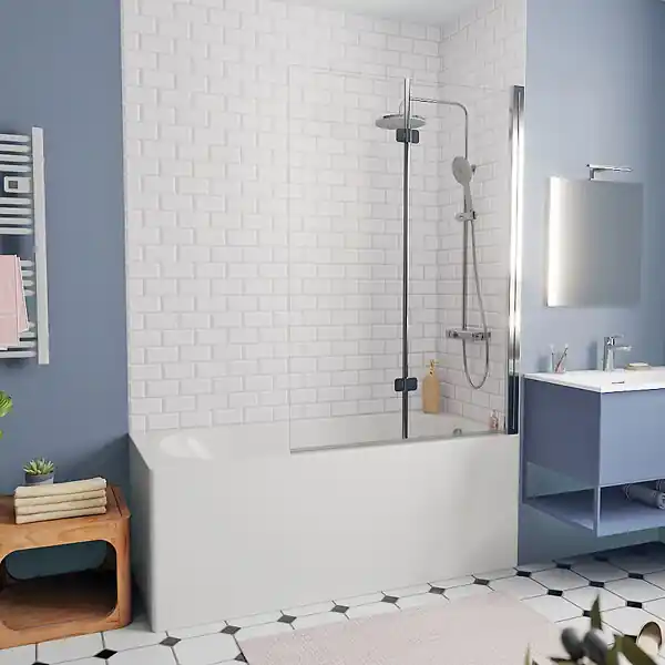 KOLO by Geberit 160x70 cm Ensemble baignoire Opal Plus universelle +Pare baignoire pliable, 2 volets chrome + pieds (XWP1260000-SETP2) Marque