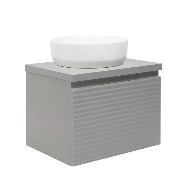 Bon Plan Meuble de salle de bain sous lavabo Naturel Savona 58x43x44,8 cm gris mat (SAVONA60GMD)