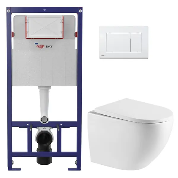 Pack WC bâti-support léger 112 cm ECO 2L Swiss Aqua Technologies + WC suspendu Swiss Aqua Technologies + plaque (STEST67WR01-FR) Retour Gratuit