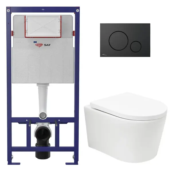 Achat Immédiat Swiss Aqua Technologies Pack WC bâti ECO 2L Swiss Aqua Technologies + WC suspendu Swiss Aqua Technologies + plaque noir mat (STESTBRWT02-FR)
