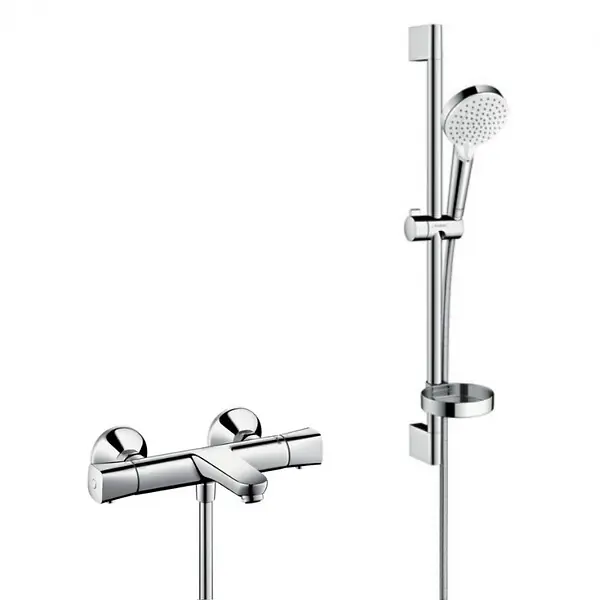 Ecostat universal Pack Mitigeur thermostatique bain/douche + Set de douche Crometta Vario avec porte-savon (13123000-Crometta2) HANSGROHE Produit De Marque