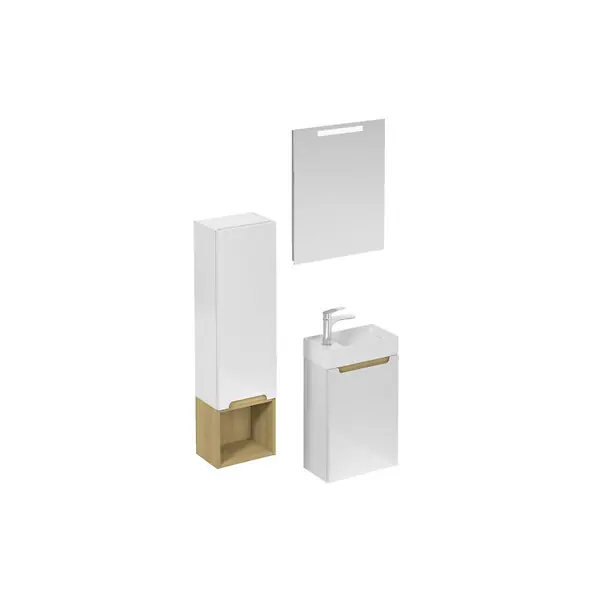 Naturel Ensemble de salle de bain avec lavabo comprenant robinet de lavabo, bec et siphon Naturel Stilla blanc brillant (KSETSTILLA020) Prix Bas