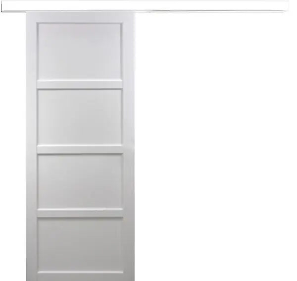 Soldes Porte Coulissante Tamera blanc 4 panneaux H204 x L63 cm, Rail Alu bandeau blanc GD MENUISERIES