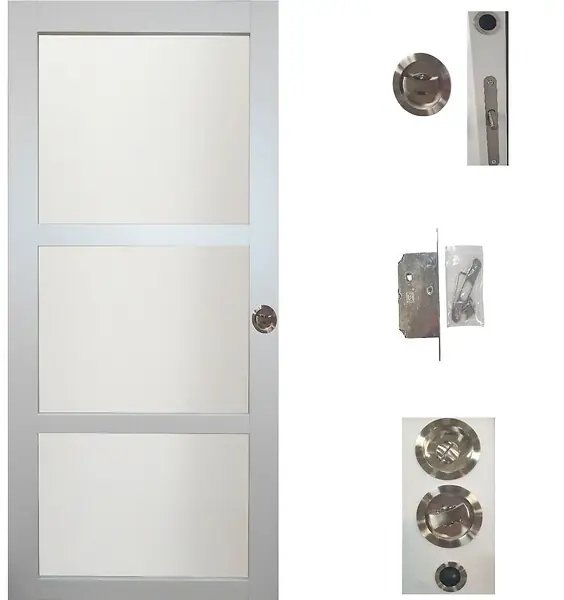 Porte Coulissante Greyria Gris Clair Vitrée H204 x L93 cm, serrure condamnation GD MENUISERIES Soldes