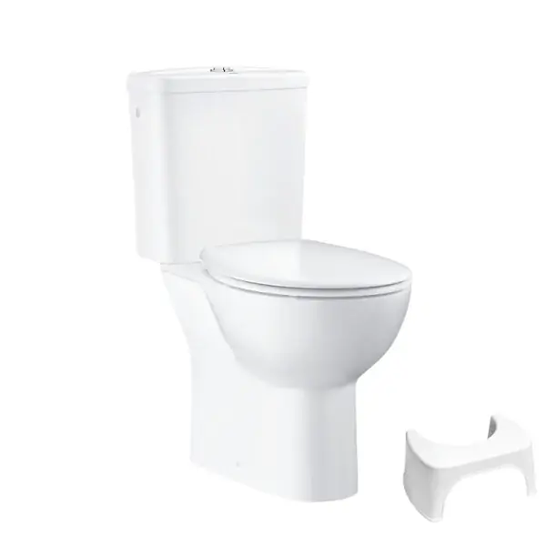 Dernier Modèle PACK WC avec bride à poser Bau Ceramic + Tabouret physiologique plastique Blanc GROHE