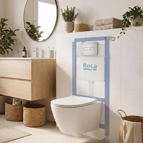 Pack WC bâti-support + WC suspendu sans bride Swiss Aqua Technologies avec abattant SoftClose + plaque (ROSTINWR05-FR) ROCA Soldes