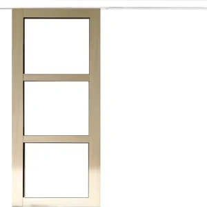 Porte Coulissante bois Ayous Vitrage transparent H204 x L73 cm, Rail alu bandeau blanc GD MENUISERIES Offre Limitée