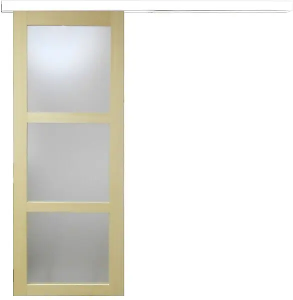 Nouvel Arrivage Porte Coulissante bois Ayous Vitrée H204 x L73 cm, Rail alu bandeau blanc GD MENUISERIES
