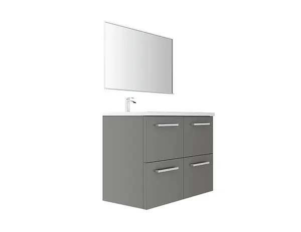 Prix Choc Meuble vasque gauche - Gris souris - L90xP45cm VIF
