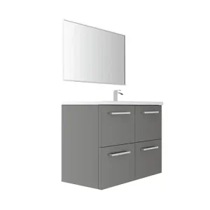 Expédié Aujourd'hui Meuble vasque droit - Gris ardoise - L.90xl.45cm VIF