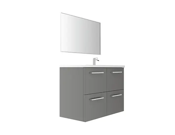 Expédié Aujourd'hui Meuble vasque droit - Gris ardoise - L.90xl.45cm VIF
