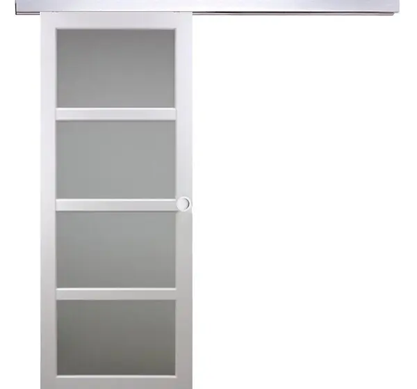 Porte Coulissante Tana Blanc Vitrée H204 X L63 cm, Rail Alu, Coquilles Blanc GD MENUISERIES Retour Gratuit
