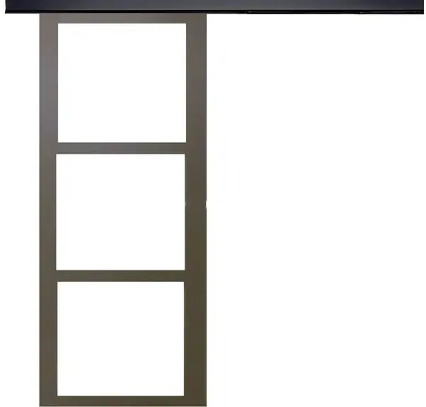 Satisfait Ou Remboursé Porte Coulissante Gris Taupe RAL 7006 Vitrage transparent H204 x L73 cm, Rail Alu Bandeau noir GD MENUISERIES