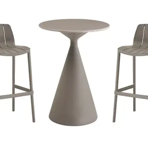 Prix Promo Table et chaises hautes de bistrot empilables "Vaena" - 2 places - Taupe HABITAT ET JARDIN