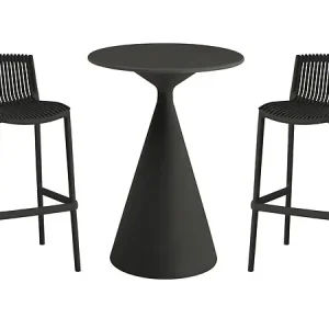 Commander Maintenant Table et chaises hautes de jardin bistrot empilables "Néora" - 2 places - Noir HABITAT ET JARDIN