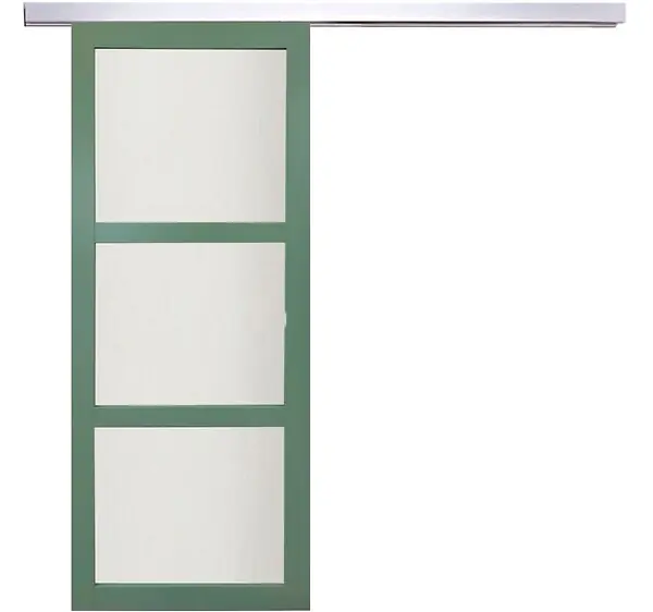 Porte Coulissante Vert Sauge RAL 6021 Vitrée H204 x L73 cm, rail alu GD MENUISERIES Satisfait Ou Remboursé