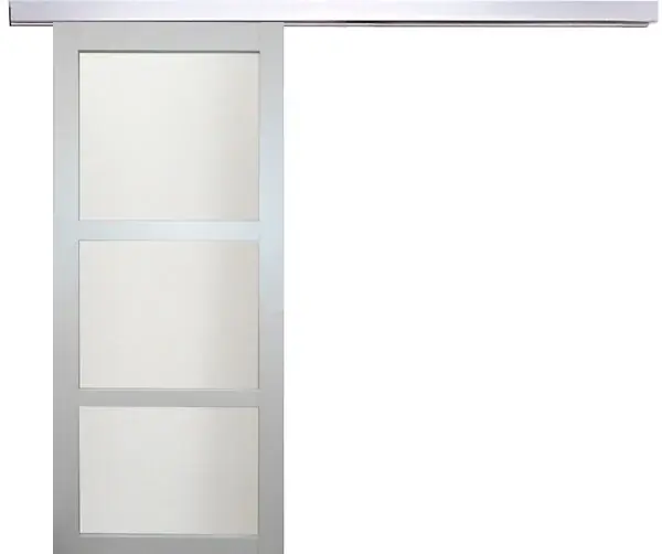 Offre Limitée Porte Coulissante Greyria Gris Clair Vitrée H204 x L73 cm, Rail Alu GD MENUISERIES