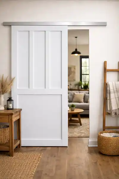 Retour Gratuit Porte Coulissante Atelier 2 Panneaux Blanc H204 x L73 cm, Rail Alu GD MENUISERIES