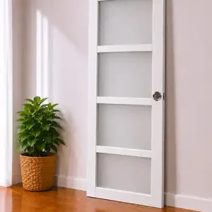 Vente Directe Porte Coulissante Tana blanc Vitrée H204 x L93 cm, serrure condamnation GD MENUISERIES