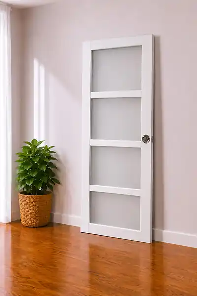 Vente Directe Porte Coulissante Tana blanc Vitrée H204 x L93 cm, serrure condamnation GD MENUISERIES