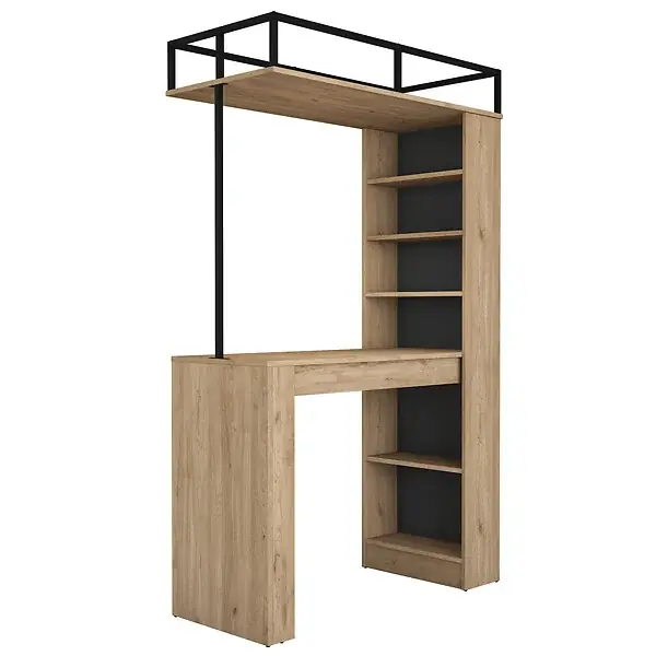 Authentique Table de repas avec étagères en bois "Jacob" - 120 x 56 x 199 cm - Marron HABITAT ET JARDIN